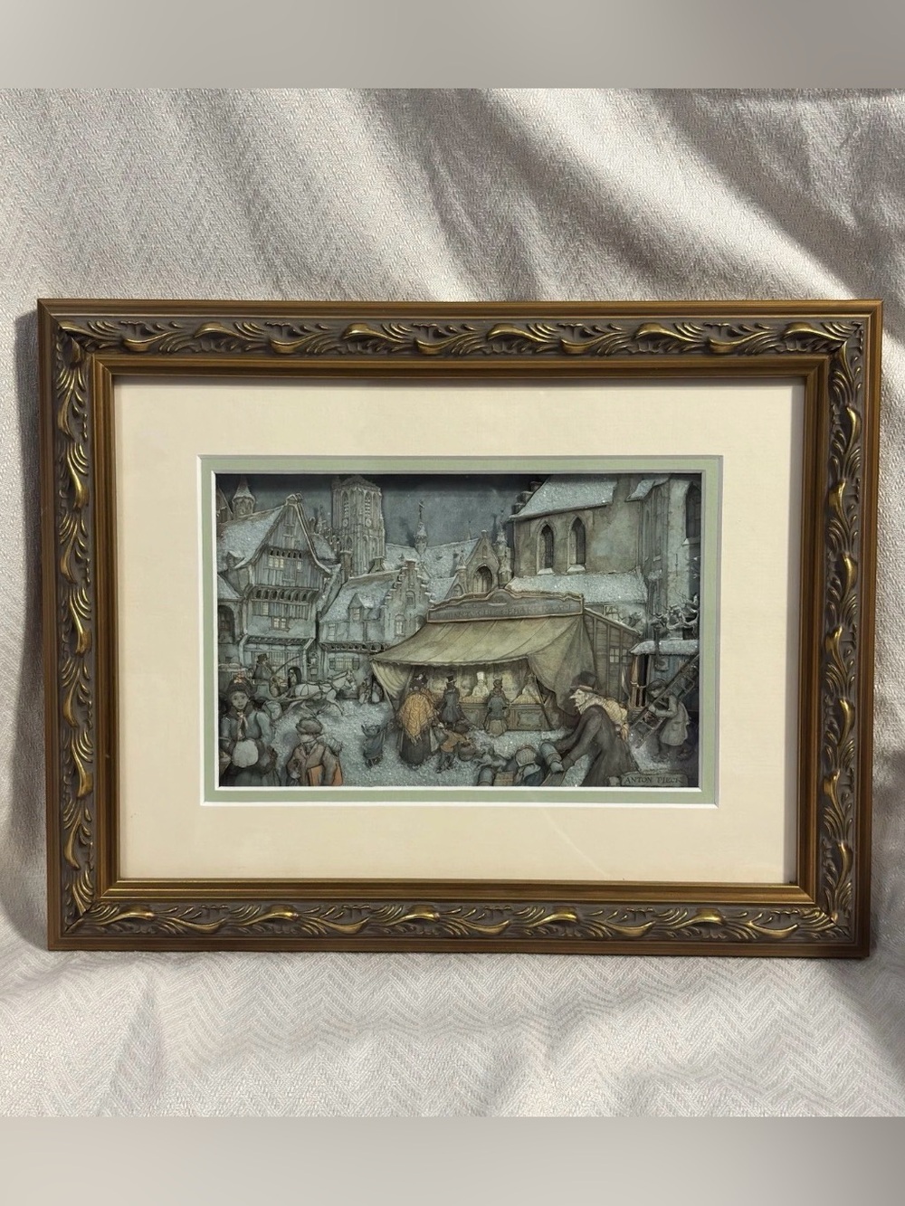 VTG Anton Pieck Die Cut 3D Shadow Box Victorian~Apotheek~Matted Paper Tole